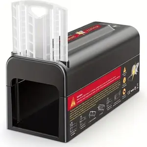 Enhanced Voltage Rat Trap,in-/Outdoor Electric Rodent Trap, Instant Kill Mouse & Rat Zapper with Waterproof Cover, Light Alarm, and Batteries Source,  Black