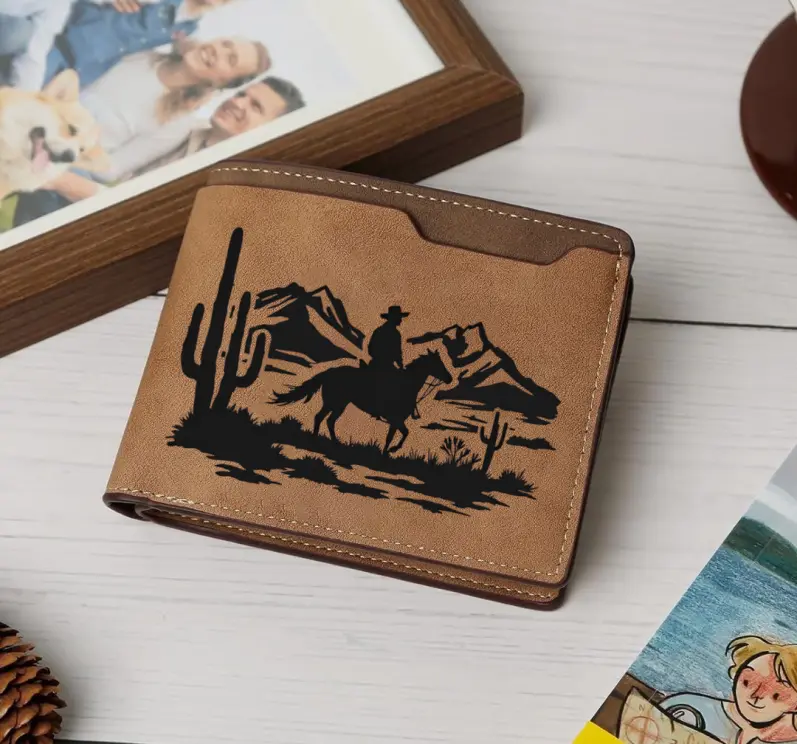 Western Landscape Personalized Wallet, Western, rodeo, cowboy, horse, howdy, custom, Hunting,  Adventurous, Equestrian, gift, Craft leather wallet,Slim Wallet,Minimalist,Men’s Wallet,Card Holder,Trendy 2025,Luxury