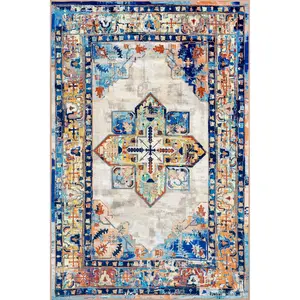 Abby Traditional Medallion Machine Washable Area Rug