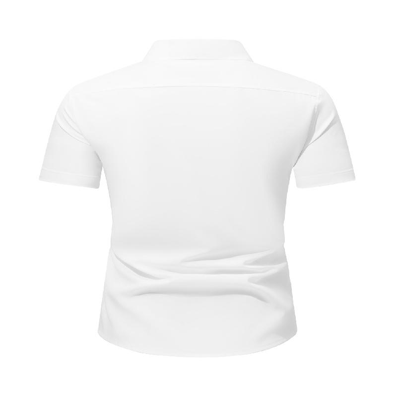 Gentle Men's Stretch Dress Shirts Short Sleeve Slim Fit Business Casual Button Down Shirts Muscle Fit Men's Dress Shirts Shortsleeve Menswear gifts for dad Polo Quick-Dry Striped Set