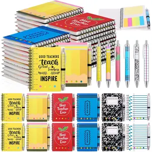 48 Sets Teacher Appreciation  Bulk Inspirational Spiral Notebook Journal Ballpoint Pens Thank You  from Students for School Office Graduation Women Employee Staff Supplies