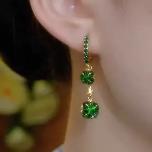 LisiZen Crystal Ball Tassel Earrings 14K Gold Plated Sparkling Zircon Long Drop Design, Chic Fashion Jewelry Elegant Statement Earrings for Women DZEH3195