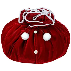 Haute Decor 80" Santa Bag Tree Skirt, Double-Sided Velvet