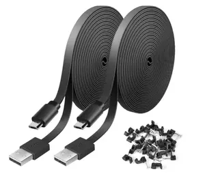 2-Pack 20FT Micro USB Power Extension Cable for Wyze Cam v4, Wyze Cam Pan, WYZE Cam OG, NestCam Indoor, Blink (Black) – Durable Charging & Data Sync Cord