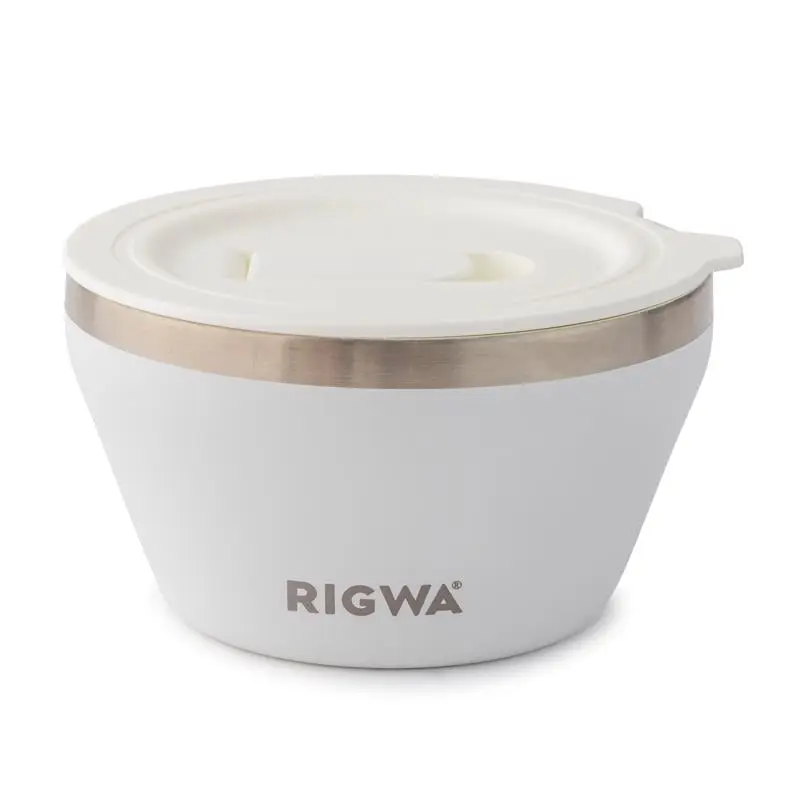 Rigwa Life 6086191 Stylish Insulated 20 oz Snowbird Bowl Kit, Silicone-Ceramic Serving Bowls Set with Stainless Accents