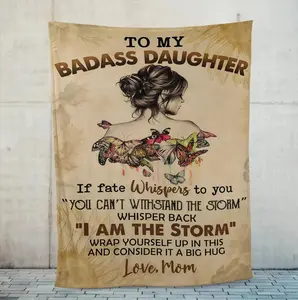 DUJO to My Badass Daughter Blanket, Valentines Daughter Gifts from Dad, Gifts for Daughters Blanket 50" x 60", Present Ideas for Birthday, Graduation, Wedding, Mothers Day