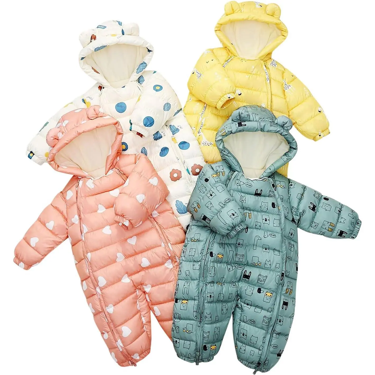 Waterproof 1-Piece Snowsuit for Baby & Toddler Boys & Girls, Breathable Winter Jumpsuit with Hip Zipper and Windproof Fabric, Extra Stretch Wrist Cuffs, Fleece, Full Length, Hooded, Toddler Boy, 3T Girl, 2T Boy