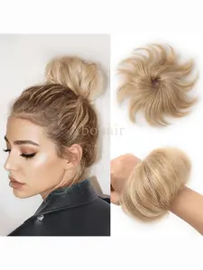 Human Hair Buns Chignon Ponytail Hairpiece Updo Donut Real Hair Extensions Flexible Elastic Band Versatile Styles Human Hair Extensions