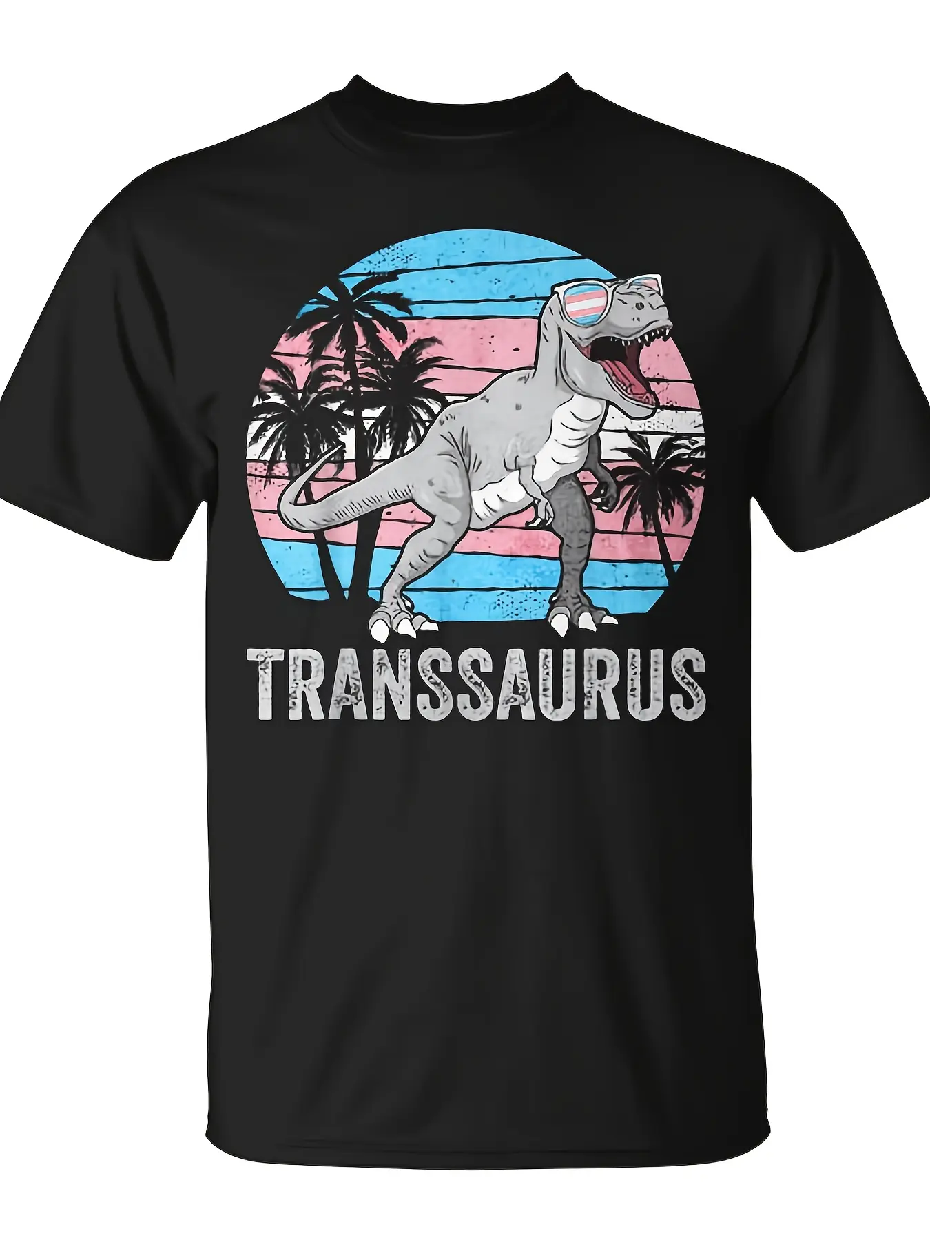 Transgender Pride Trans Dino Trex LGBTQA Transsaur unisex soft cotton short sleeve t shirt, vintage graphic casual tee for men women teens, perfect birthday holiday gift for camping travel gym daily street casual wear