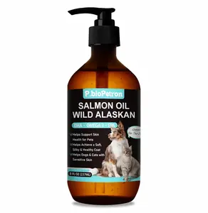 P.bioPetron Omega 3 Fish Oil for Dogs & Cats - 8oz Wild Alaskan Salmon Oil Supplement for Healthy Skin, Shiny Coat, & Strong Joints - Natural