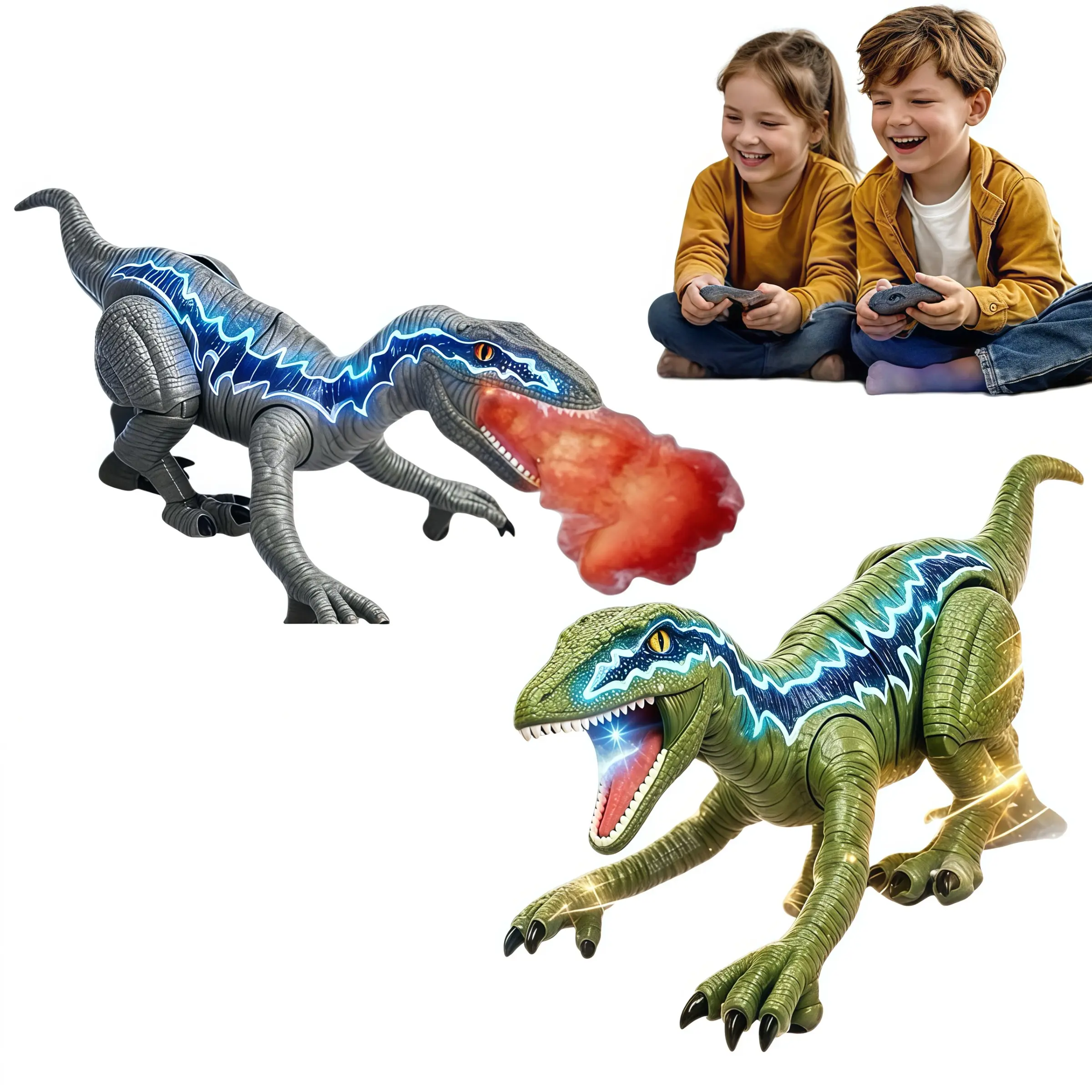 Remote Control Dinosaur Toy for Kids Ages 3-12, Electric Walking Dancing Robot Dinosaur with Spray, Lights, Roar Sound, Interactive Fun Birthday Gift, Walking Rc Dino