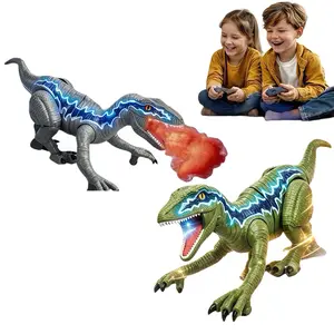 Remote Control Dinosaur Toy for Kids Ages 3-12, Electric Walking Dancing Robot Dinosaur with Spray, Lights, Roar Sound, Interactive Birthday Gift