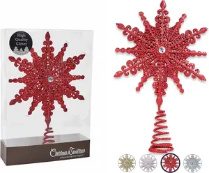 Christmas Traditions 8 Inch Red Glittered Filigree Christmas Star Tree Topper Star/Home Décor Ornaments (Red) Woo Fu