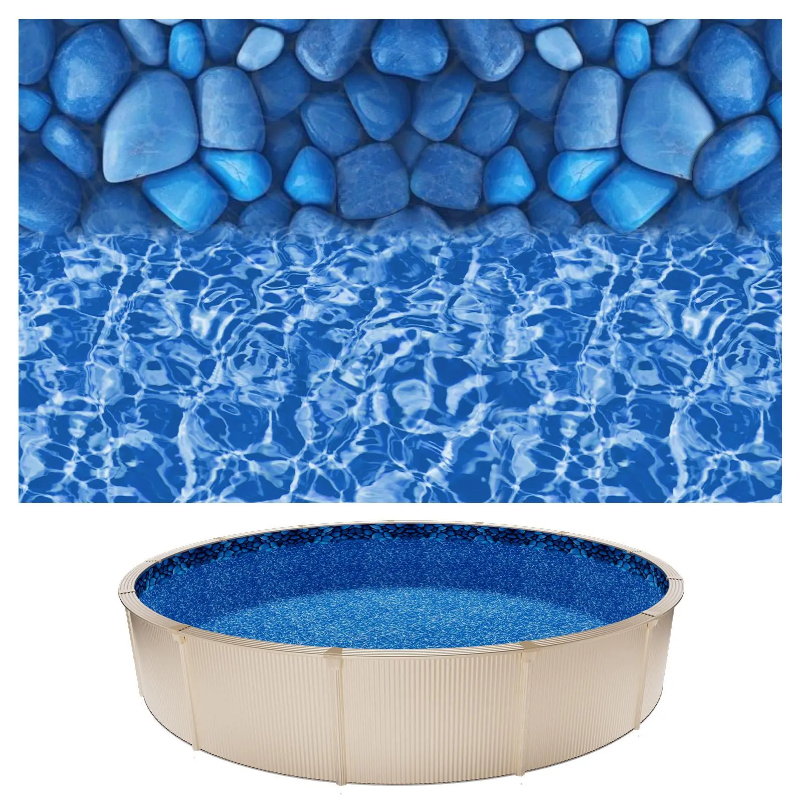 【SummerFinds】VEVOR 18ft Pool Liner, Round Overlap Swimming Pool Liner for 52 in Wall Height, Premium Vinyl, Easy Install with Leak-Proof Patches, Designed for Steel Sided Above-Ground,Outdoor, Boulder Swirl