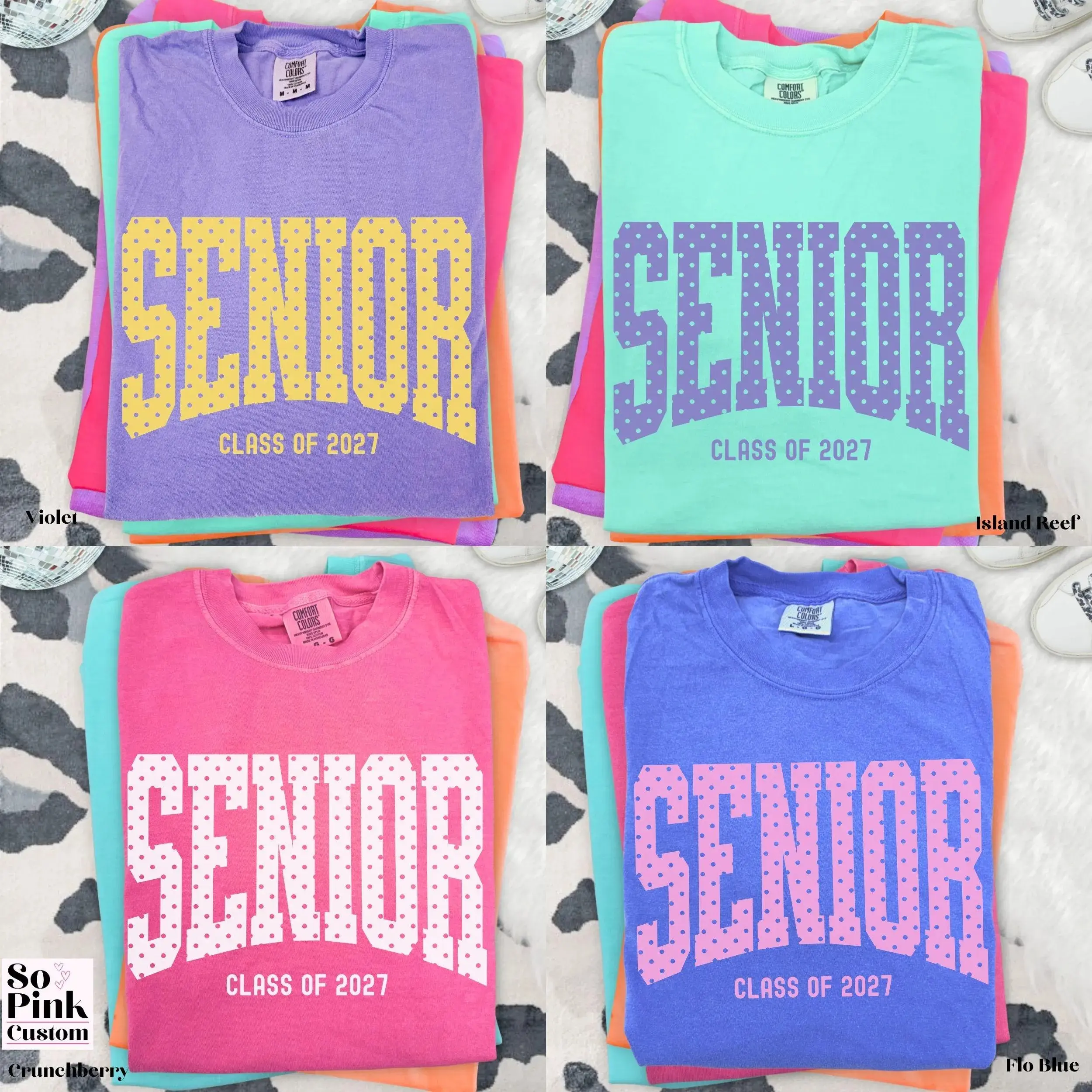 Comfort Colors Polka Dot Senior Shirt, Retro Class of 2027 Shirt, Trendy High School Senior 27 T-Shirt, Senior Class Shirts, Senior Gift Tee