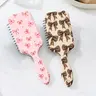 Cute Leopard Print Bow Pattern Hairbrush Set, Portable Hair Styling Tool for Home & Travel, Hair Accessories for Women & Girls