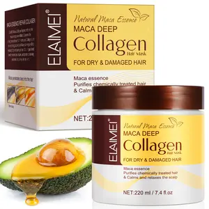 MACA DEEP Collagen Hair Mask -Collagen Hair Care Deep Moisturizing Repair Argan Oil Collagen Hair Mask Essence - Intensive Deep Conditioning for Dry, Damaged Hair, All Hair Types（220 ml） hair care mask Natural Shampoo Conditioner Summervibes, Haircare, Mo