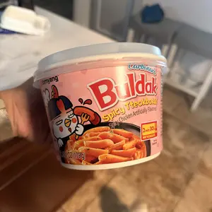 Samyang Buldak Carbonara Topokki - Spicy Chicken & Cheese Flavored Cheesy Rice Cakes, Instant Noodle Pack, Viral Korean Snacks, Ambient Pantry Food, Packaged Item for Spicy Food Lovers