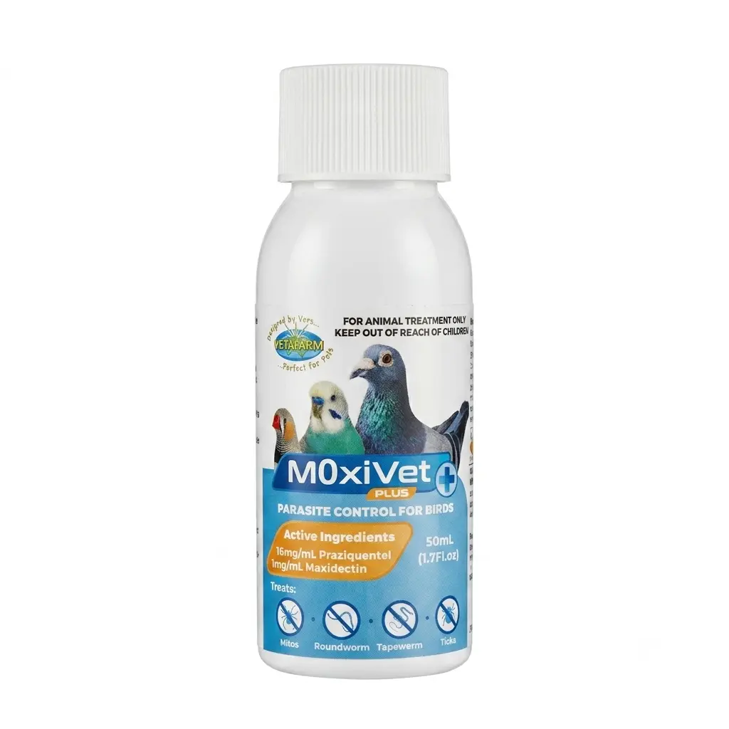 M0xi-Vet Plus + Formula.. Dewor mx – Internal & External  for Birds and Pigeons (50 ml) Suplements