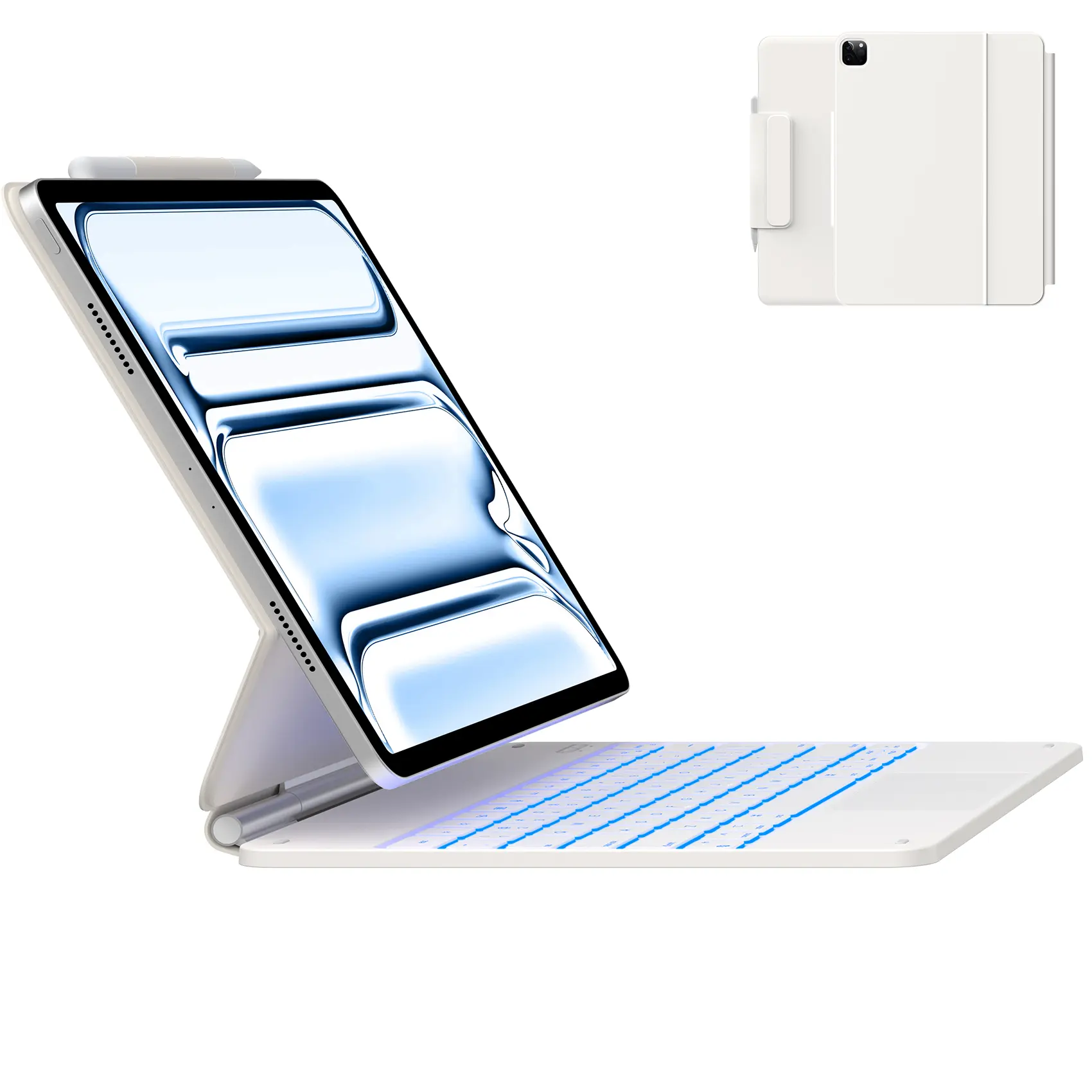 [TiktokshopBacktoschool]Typecase Edge Keyboard Case for iPad Pro 13'&12.9'',Air 13''– Magnetic with Multi-Touch Trackpad, Multiple Colors Backlight, Pencil Holder, Slim & Lightweight, Accessories, Tablet, Portable Keyboard