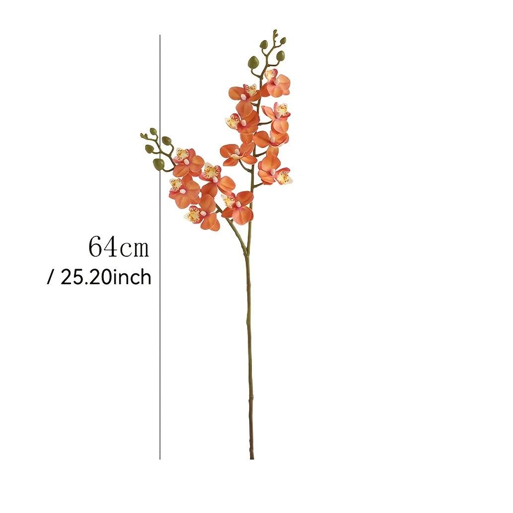 3-Pack 25.2inch Realistic Long Stem 2-Branch Artificial Orchid Flowers - Lifelike Plastic Fake Flowers for Home & Wedding Decor