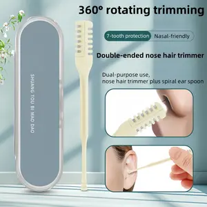 6pcs Portable 2 in 1 Nose Hair Trimmer and Spiral Ear Spoon with Gift Box, Offset Double-sided Nose Hair Scissors, Manual Clearing of Nostrils, Nose Hair Trimmer, Three-ring Spiral Ear Spoon, Manual Beauty Tool, Personal Care Necessities