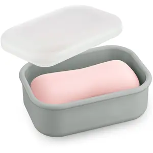 Compact Leakproof Travel Soap Case, Silicone Soap Box with Draining Layer, Enhanced Soap Container, Suitable for Camping, Gym, Bathroom, Outdoor Essentials