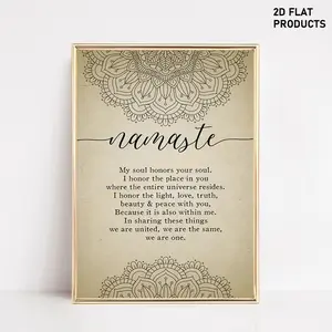 2D Flat, 1pc 1pcs Namaste Meditation Print - Minimalist Zen Yoga Wall Art Suitable for Home, Meditation Room, Yoga Studio - / Retro Frameless Canvas, Peace Sign Decor (Namaste Definition), 2D Flat