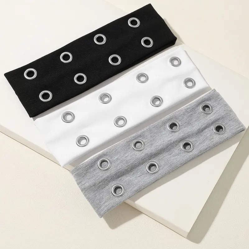 【Black Friday】Women's Fashion Solid Color Metal Eyelet Hairband Set, Headbands for Outdoor Activities and Photography, Stylish Headwear