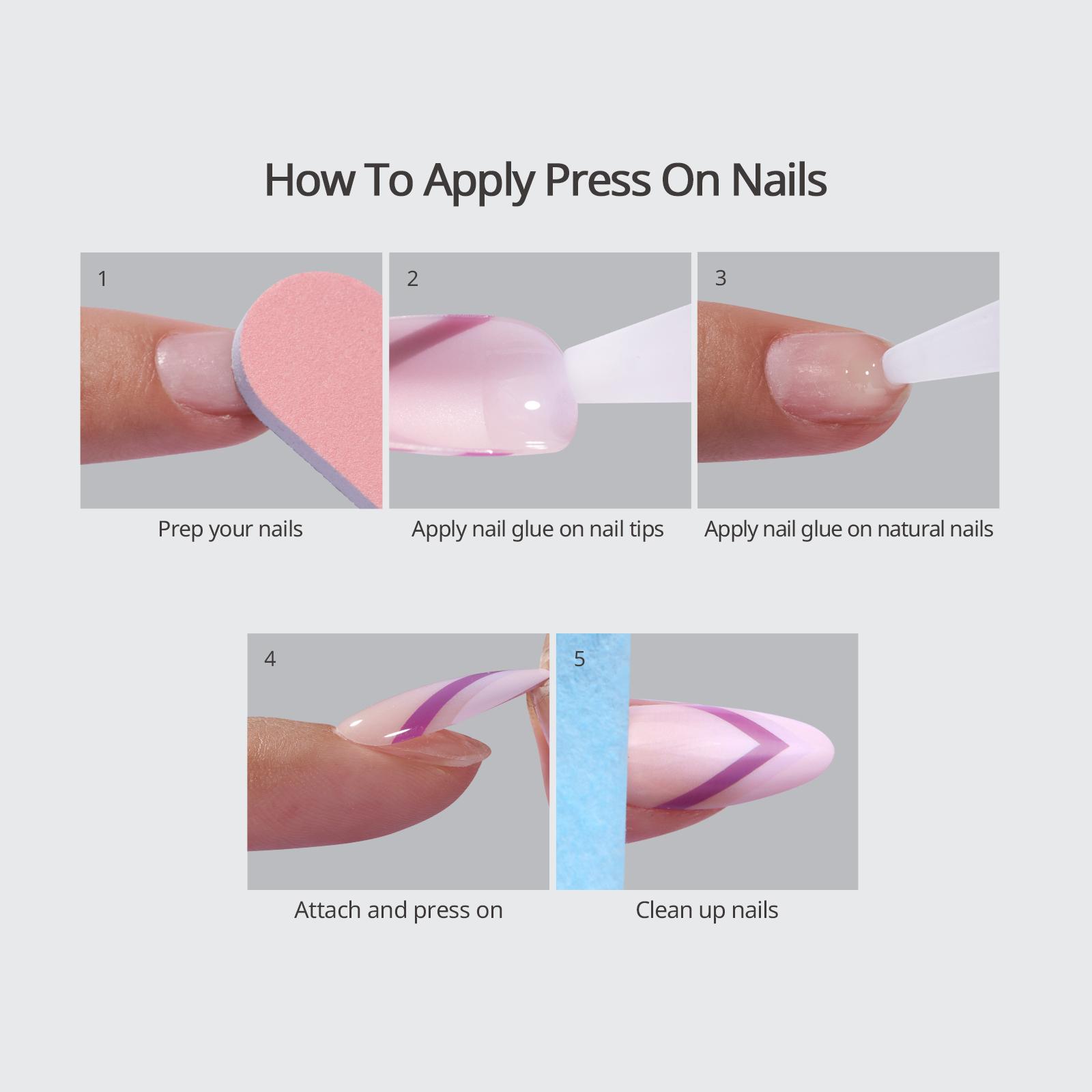 BTArtbox Press On Nails - The Perfect Pair Pastel Short Press On Nails with Glue for Women, Square or Almond Opaque Soft Gel Glue On Nails in 16 Sizes - 32 Stick On Nails Kit