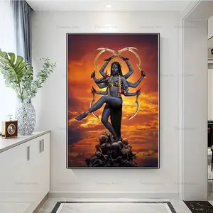 Hindu Goddess Vintage Artwork destroyer Kali ma Poster Poster Prints Wall Art Canvas Painting Picture Photo Room Home Decor Waterproof Ornaments
