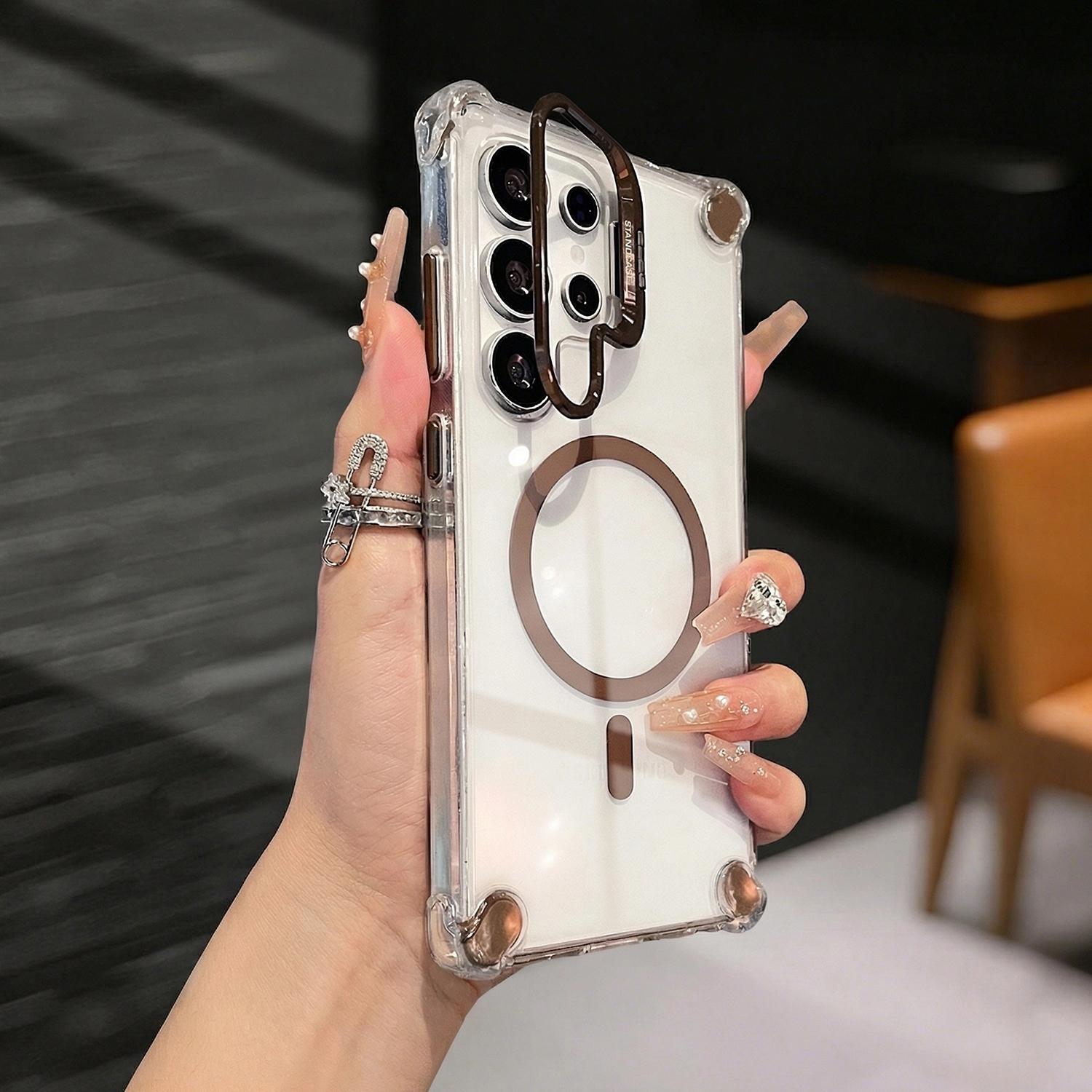 Case for Samsung Galaxy S26/S25/S24 S23 S22 Ultra Plus Clear Candy Built-in Lens Kickstand Slim Protective Shockproof Wireless Charging Cover