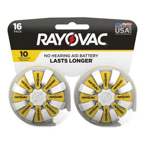 Rayovac 1.45V Zinc-Air 10 Hearing Aid Battery, 16 per Pack Rayovac 1.45V Zinc-Air 10 Hearing Aid Battery, 16 per Pack