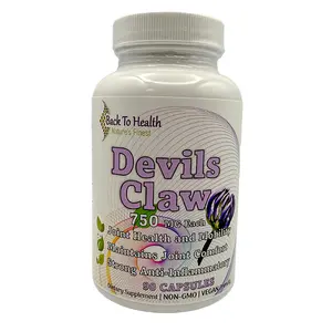 Back To Health Devils Claw 90 Count Joint Health & Mobility Supplement 750 MG Each Capsules Non-GMO Vegan