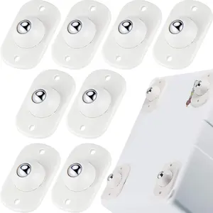 8-Piece Self-Adhesive 360° Swivel Universal Mini White Appliance Rotating Wheel Casters with 1 Steel Ball, Convenient for Kitchen Sliders (Tools & Hardware), Convenience
