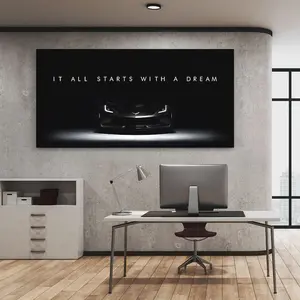 Dream Big Wall Art Print, Inspirational Car Lover Sign, Supercar Success Poster, Motivational Quote, Car Office Decor