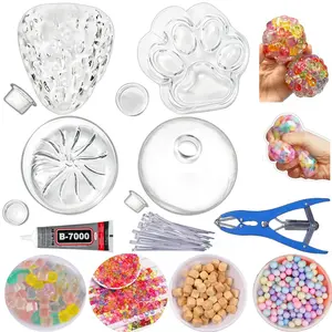 DIY Stress Ball Making Kit, Includes 4 Filling Packs, Strawberry Dumpling Cat Paw Shape, 15ML Glue, Expansion Tool, Adult Relaxation