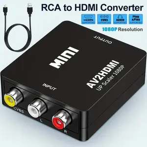 TISHRIC RCA to HDMI Converter Adapter 1080P Digital Audio Cable Plug & Play USB-Powered for HDTV Projector PS Series PC DVD Xbox Wii NES SNES