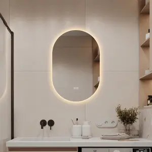 24 in x 36 in Capsule LED Backlit Bathroom Mirror with Anti Fog 3 Color Temperature Stepless Dimming Memory Function IP44 Waterproof Horizontal or Vertical Mount