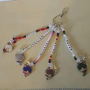 Lads Cat Butler Keychains Character Charms for Fans Love and Deepspace Cat Butler Charms with Personalized Beads and Clip Options