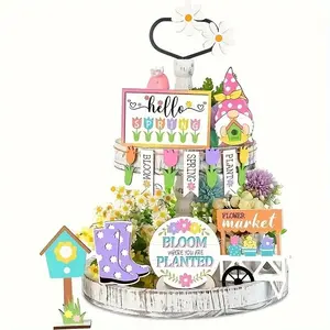 Garden Themed Decor, 13pcs/set Cute Garden Decorations, Home Decor for Living Room, Office, Farmhouse Decor, without Tray