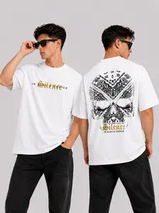 Men'S Heavyweight 100% T-Shirt - Bold Graphic Back Print with Skull & Crossbones Design, "Silence is Also a Choice" Text, Casual Summer Tee for Casual Attire, Everyday Tshirt |   Bold Graphic Tee |   Comfortable Fit, Skeleton T-shirt