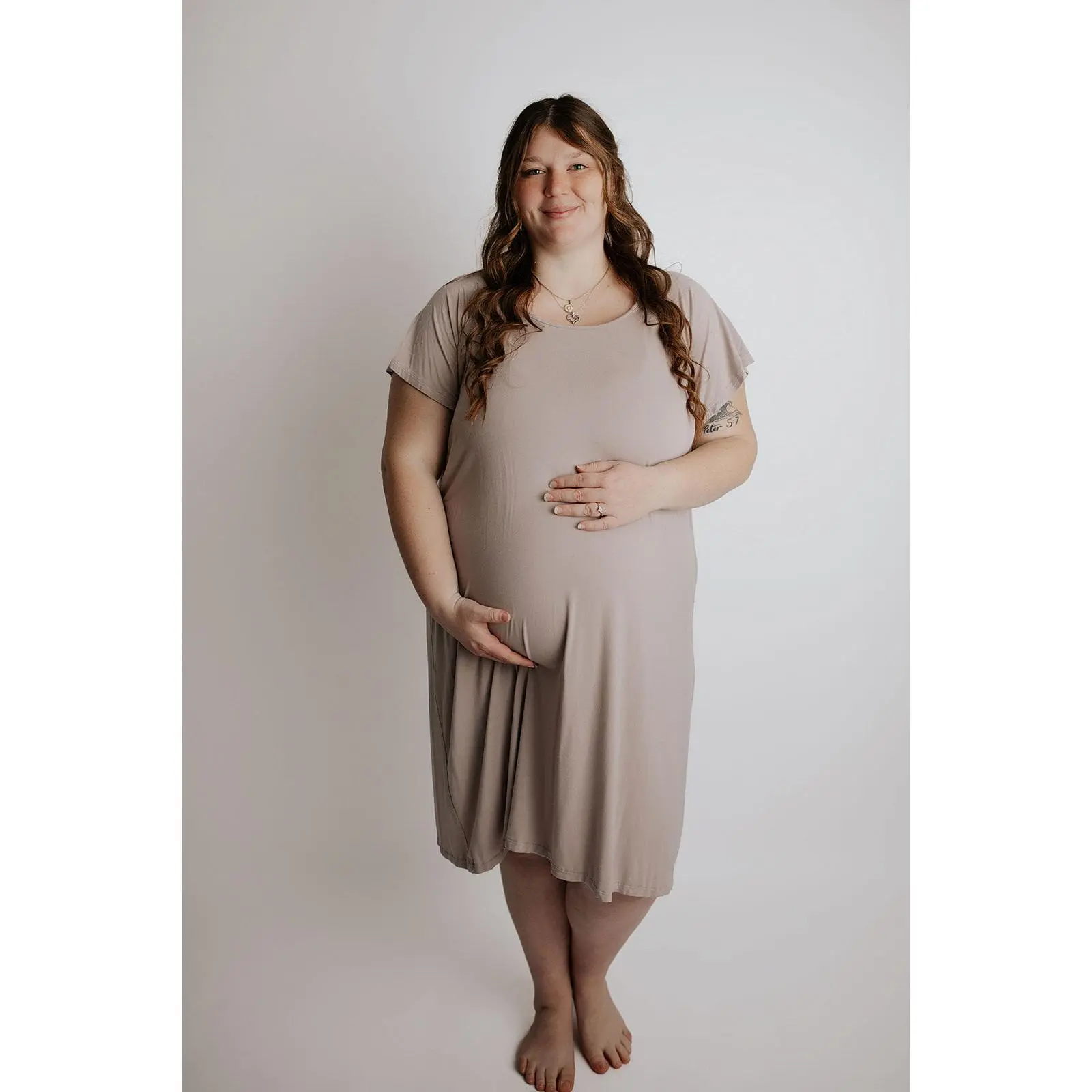 Plus Size Harbor Mist Labor and Delivery/ Nursing Gown