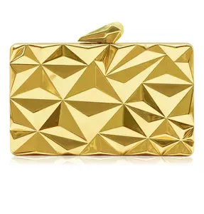 Milisente Womens Clutch Purses Metallic Bridal Party Geometric Evening Clutches Bags Cocktail Formal Handbags (Rectangle Gold)
