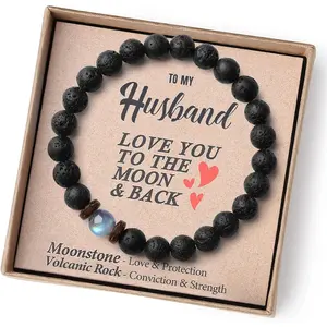 Valentine's Day Gifts for Boys/Men-Love/Strength-Natural Gemstone Bracelet for Son Grandson Dad Boyfriend Husband Brother Nephew Uncle