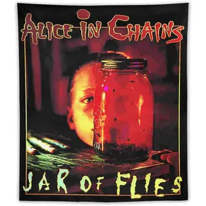 60in x 40in Tapestry GIMMAV Alice Rock in Band Chains Tapestry Classic Singer Poster, Polyester Graphic Wall Hanging, FunnyTapestries for Living Room Bedroom Decor, Custom Music Party Banner