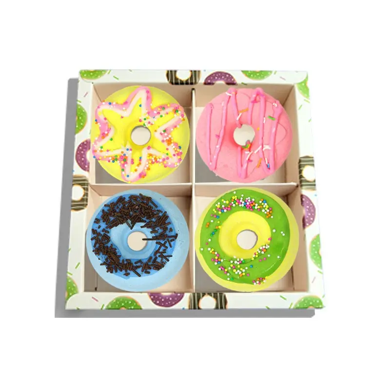 Exploding Bat Hk 4PCS Donut Series Exploding Bath Bomb Set Bath Salts Bubble Bath Fizzy ...