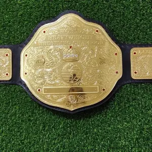 Big Gold Heavyweight Championship zinc Belt Wrestling Replica Adult 4MM Brass with leather bag