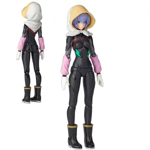 18CM Ayanami Rei Figure Anime Shin Seiki Evangelion Pastoral Style Straw Hat Model Cute Toy Gift Collection Ornaments PVC