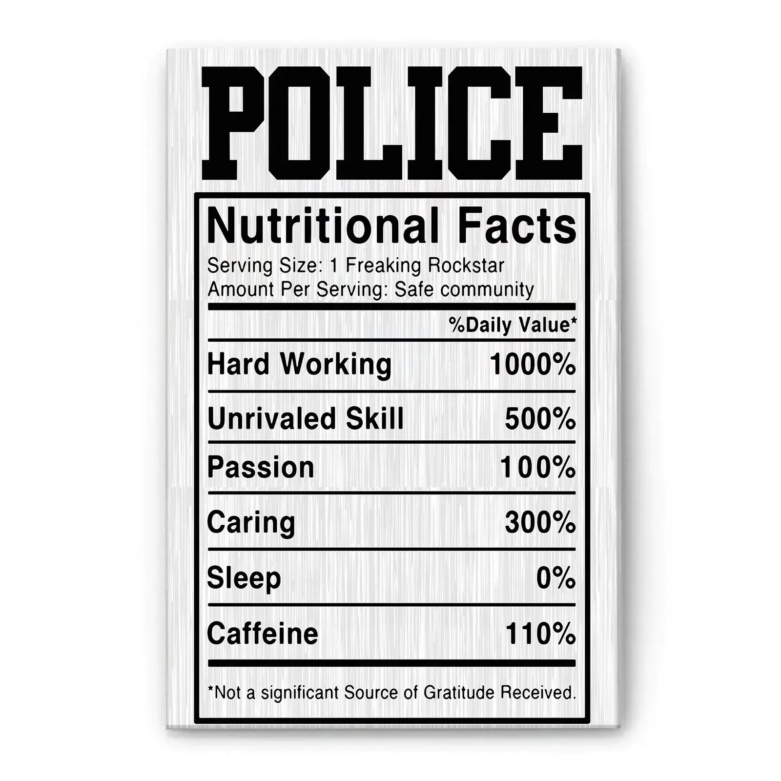 Funny Police Nutritional Facts Poster & Canvas - Trendy Home Supplies Wall Art, Waterproof Finish Decor for Kid Room, Bar, Bedroom, Unique Gift for Police Enthusiasts, Colorful Print
